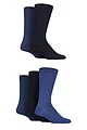 Mens 5 Pair SOCKSHOP Plain, Striped and Patterned Bamboo Socks - Blues Plain