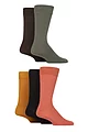 Mens 5 Pair SOCKSHOP Plain, Striped and Patterned Bamboo Socks - Earthy Plain