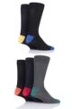 Mens 5 Pair SOCKSHOP Plain, Striped and Patterned Bamboo Socks - Classic Bright/Bng Heel and Toe