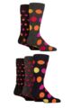 Mens 5 Pair SOCKSHOP Plain, Striped and Patterned Bamboo Socks - Polka Dot Black Red Hot