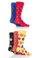 Mens 5 Pair SOCKSHOP Plain, Striped and Patterned Bamboo Socks - Classic Bright Dots