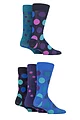 Mens 5 Pair SOCKSHOP Plain, Striped and Patterned Bamboo Socks - Jewel Dots