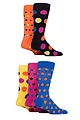 Mens 5 Pair SOCKSHOP Plain, Striped and Patterned Bamboo Socks - Polka Dot Multi Bright