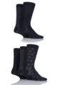 Mens 5 Pair SOCKSHOP Plain, Striped and Patterned Bamboo Socks - Navy Pattern