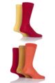 Mens 5 Pair SOCKSHOP Plain, Striped and Patterned Bamboo Socks - Red Hot Plain