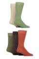Mens 5 Pair SOCKSHOP Plain, Striped and Patterned Bamboo Socks - Wild Terrain Ribbed