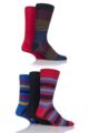Mens 5 Pair SOCKSHOP Plain, Striped and Patterned Bamboo Socks - Classic Bright Stripe