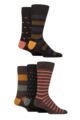 Mens 5 Pair SOCKSHOP Plain, Striped and Patterned Bamboo Socks - Earthy Stripe
