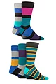Mens 5 Pair SOCKSHOP Plain, Striped and Patterned Bamboo Socks - Striped Multi Bold