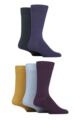 Mens 5 Pair SOCKSHOP Plain, Striped and Patterned Bamboo Socks - Water Plain