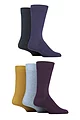Mens 5 Pair SOCKSHOP Plain, Striped and Patterned Bamboo Socks - Water Plain
