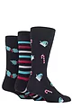 Mens 3 Pair SOCKSHOP Lazy Panda Christmas Bamboo Socks - Candy Cane/Stripe/Holly