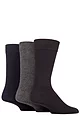 Men's 3 Pair SOCKSHOP Plain, Patterned, Striped and Heel & Toe Bamboo Socks - Plain Black / Navy / Grey