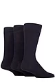 Men's 3 Pair SOCKSHOP Plain, Patterned, Striped and Heel & Toe Bamboo Socks - Plain Navy