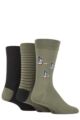 Men's 3 Pair SOCKSHOP Plain, Patterned, Striped and Heel & Toe Bamboo Socks - Olive