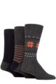 Men's 3 Pair SOCKSHOP Plain, Patterned, Striped and Heel & Toe Bamboo Socks - Charcoal Fair Isle