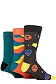 Men's 3 Pair SOCKSHOP Plain, Patterned, Striped and Heel & Toe Bamboo Socks - Mandarin
