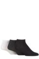 Mens 3 Pair SOCKSHOP Bamboo Plain and Patterned Trainer Socks with Smooth Toe Seams - Black / Charcoal / White