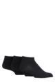 Mens 3 Pair SOCKSHOP Bamboo Plain and Patterned Trainer Socks with Smooth Toe Seams - Black