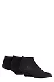 Mens 3 Pair SOCKSHOP Bamboo Plain and Patterned Trainer Socks with Smooth Toe Seams - Black