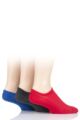 Mens 3 Pair SOCKSHOP Bamboo Mesh Loafer Liner Socks - Cobalt / Red / Grey Melange