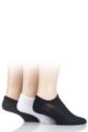 Mens 3 Pair SOCKSHOP Bamboo Mesh Loafer Liner Socks - White / Navy / Grey Melange