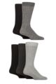 Mens 5 Pair SOCKSHOP Bamboo Leisure Ribbed Socks - Black / Grey