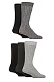 Mens 5 Pair SOCKSHOP Bamboo Leisure Ribbed Socks - Black / Grey