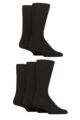 Mens 5 Pair SOCKSHOP Bamboo Leisure Ribbed Socks - Black