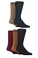 Mens 5 Pair SOCKSHOP Bamboo Leisure Ribbed Socks - Earthy