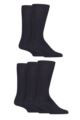Mens 5 Pair SOCKSHOP Bamboo Leisure Ribbed Socks - Block Navy