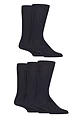 Mens 5 Pair SOCKSHOP Bamboo Leisure Ribbed Socks - Block Navy