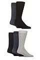 Mens 5 Pair SOCKSHOP Bamboo Leisure Ribbed Socks - Navy
