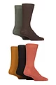 Mens 5 Pair SOCKSHOP Bamboo Leisure Ribbed Socks - Terracotta