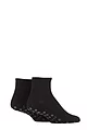 Mens and Women's 2 Pair Lazy Panda Bamboo Cushioned Slipper Socks - Black