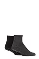 Mens and Women's 2 Pair Lazy Panda Bamboo Cushioned Slipper Socks - Charcoal / Black