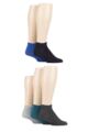 Mens 5 Pair SOCKSHOP Bamboo Striped and Plain Trainer Socks - Blues