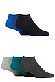 Mens 5 Pair SOCKSHOP Bamboo Striped and Plain Trainer Socks - Blues