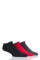 Mens 3 Pair SOCKSHOP Bamboo Cushioned Trainer Socks - Black / Grey / Red