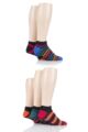 Mens 5 Pair SOCKSHOP Bamboo Striped and Plain Trainer Socks - Black / Classic Bright