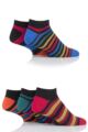 Mens 5 Pair SOCKSHOP Bamboo Striped and Plain Trainer Socks - Black / Classic Bright