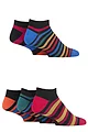 Mens 5 Pair SOCKSHOP Bamboo Striped and Plain Trainer Socks - Black / Classic Bright