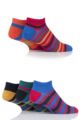 Mens 5 Pair SOCKSHOP Bamboo Striped and Plain Trainer Socks - Classic Bright