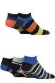 Mens 5 Pair SOCKSHOP Bamboo Striped and Plain Trainer Socks - Navy Bright