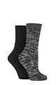 Women's 2 Pair SOCKSHOP Chunky Rib Cotton Boot Socks - Black