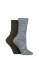 Women's 2 Pair SOCKSHOP Chunky Rib Cotton Boot Socks - Wild Terrain