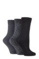 Ladies 3 Pair SOCKSHOP Plain Cotton and Glitter Lurex Boot Socks - Black