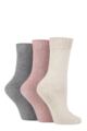 Ladies 3 Pair SOCKSHOP Plain Cotton and Glitter Lurex Boot Socks - Natural