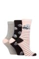 Ladies 3 Pair SOCKSHOP Lazy Panda Novelty Bamboo Socks - Racoon