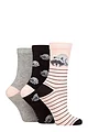 Women's 3 Pair SOCKSHOP Lazy Panda Novelty Bamboo Socks - Racoon